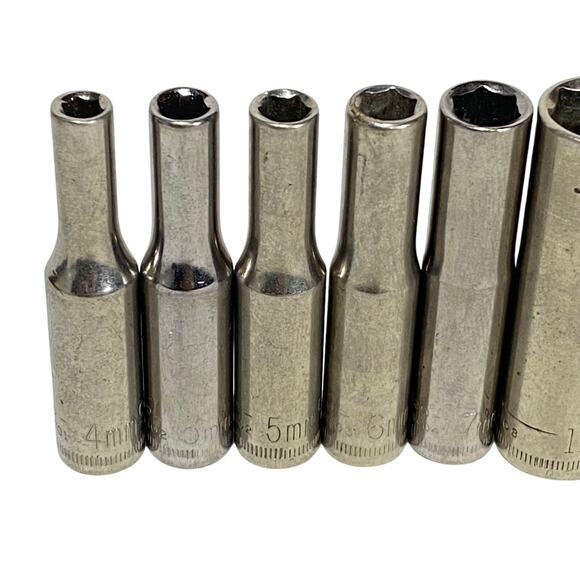 Craftsman 11 Pc Socket Set 1/4" Drive 4-14MM Metric 6 Pt Deep - Picture 3 of 7